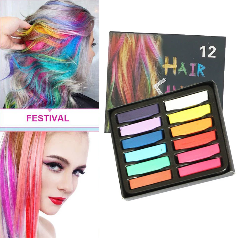 

HEALLOR 6/12 Color Temporary Hair Color Chalk Dye Colorful Hair Crayon DIY Styling Tools For Girls Kids Party Cosplay Creme