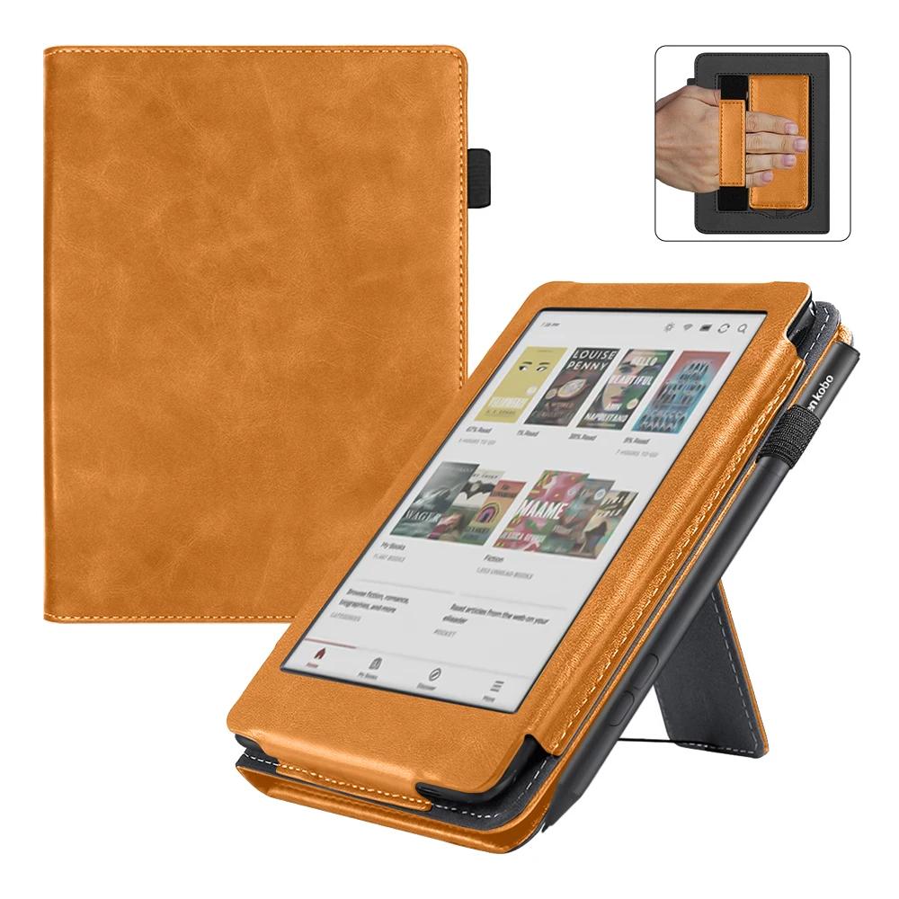 Custodia Smart Cover Per Kobo Clara Colour/BW/2E 2024 - Con Cinturino A Mano