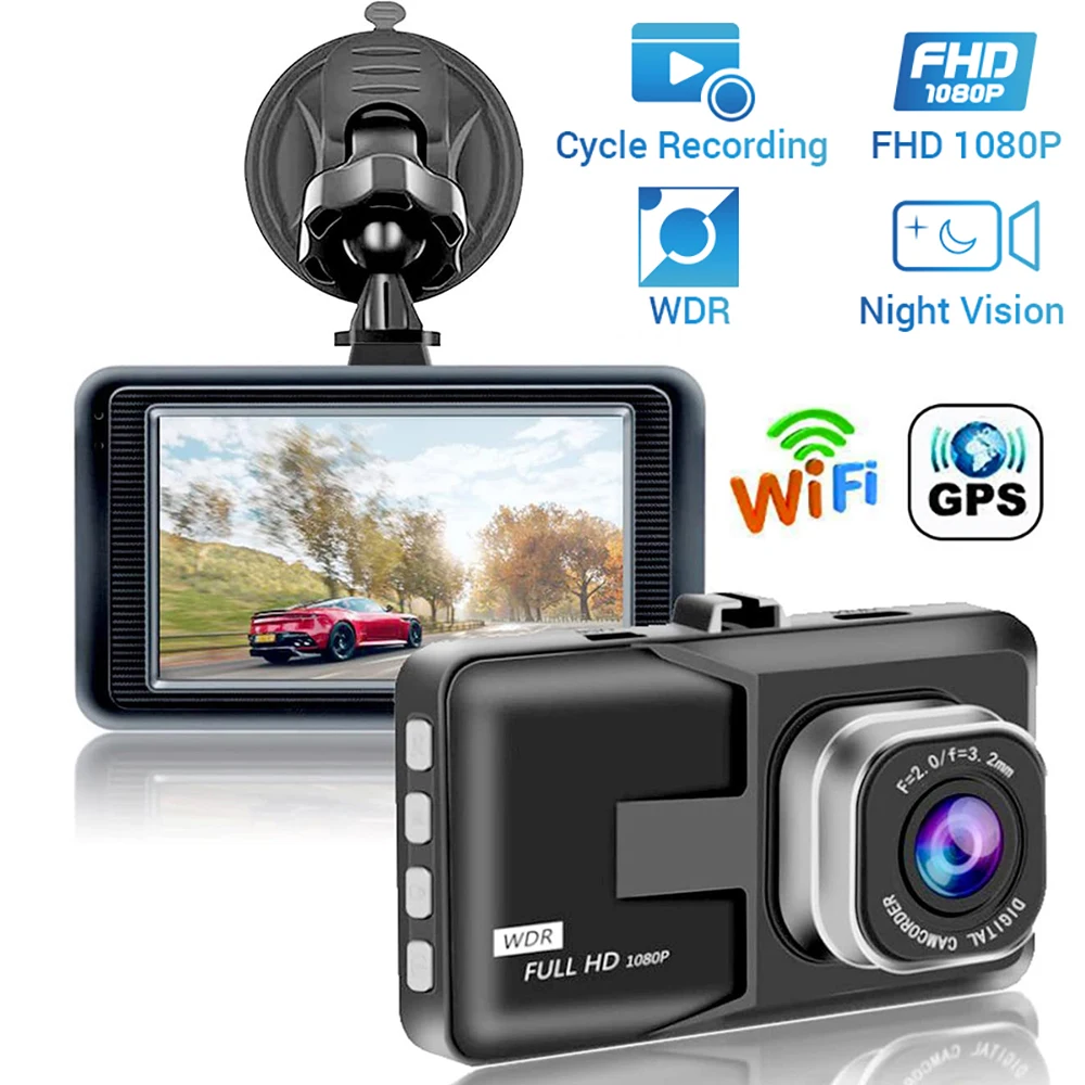 

Car DVR WiFi Full HD 1080P Dash Cam Rear View Camera Car Video Recorder Night Vision Auto Dashcam Camera GPS Tracker Black Box