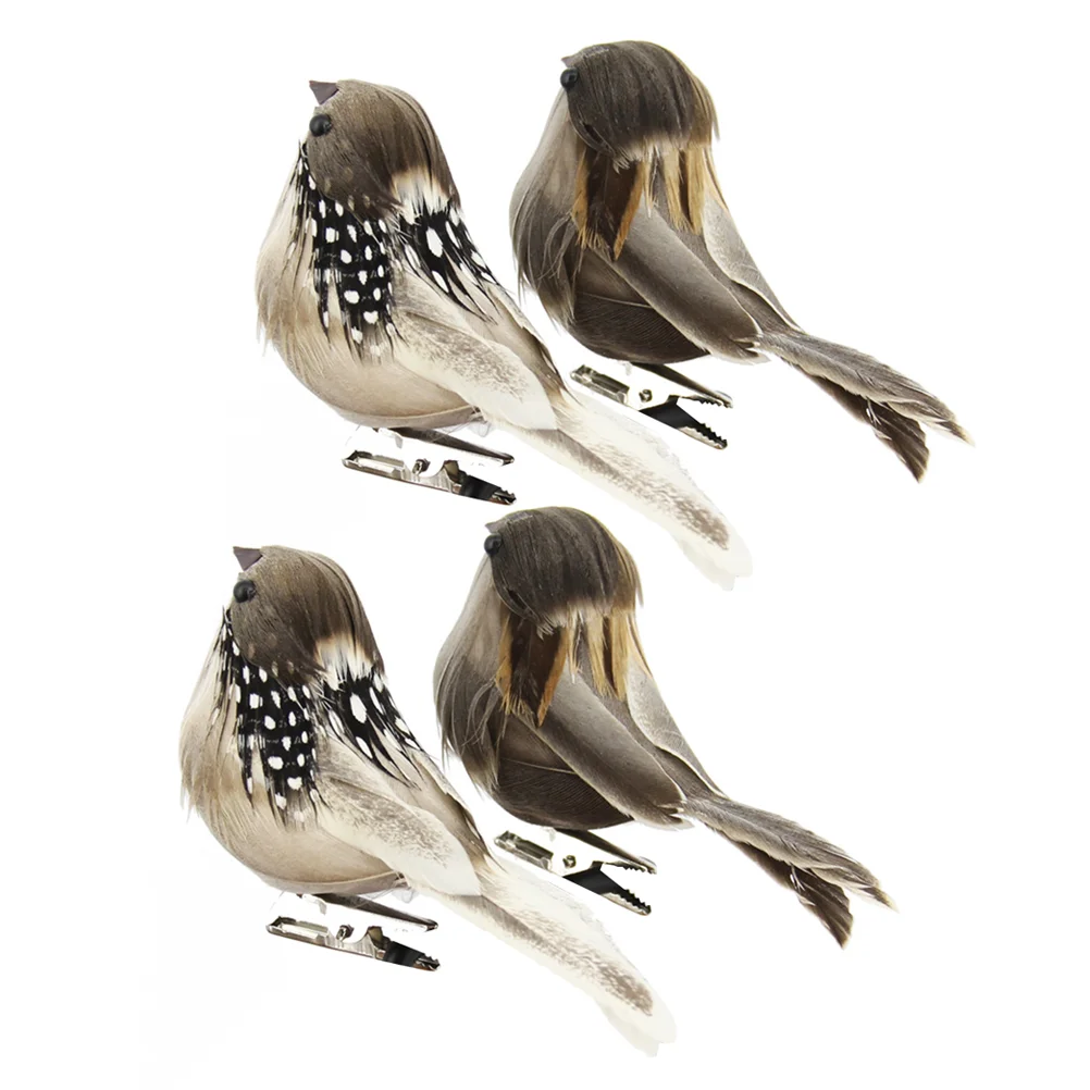 

3/4Pcs Artificial Feathered Birds Feather Artificial Birds with Clip Garden Decoration Tree Outdoor Yard Ornaments Random Color