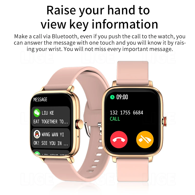 LIGE Call Smart Watch Women Dial Smartwatch For Android IOS Waterproof Bluetooth Music Watches Full Touch Bracelet Clock smart watch