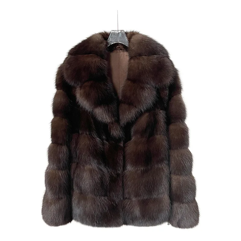 Faux Mink Fur Women Coats Y2k Short Jackets Turn Down Collar Long