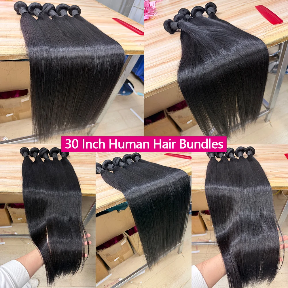 Extension e Ciocche di Capelli Umani Lisci 13x4 13x6 HD Lace Frontal, Offerte Bundle di Capelli Umani al 100% con Chiusura, Capelli Brasiliani per Donna - immagine 2