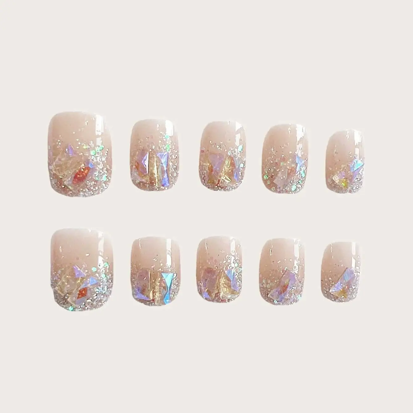 24pcs Glossy Short Ballet Nails Press On Nails For Women