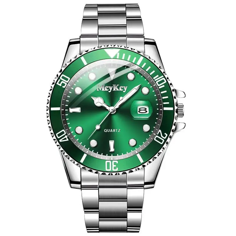 Hot Sale Men's Steel Strap Green Aqua Ghost with Calendar Quartz Watch Classic Men's Watches Fashion Matching Goods - Image 2
