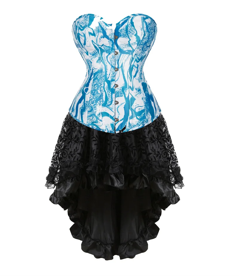 Corset Dress Tutu Skrits Set Outfit Plus Size Printing Zebra Leopard With Lace Gothic Costume Sexy Burlesque Ladies Basques Pink