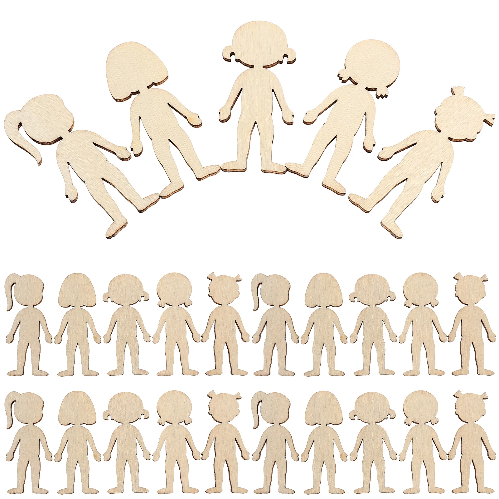 

50pcs Unfinished Wooden Figurine Cutout Wood Cutout Wood Chips Blank Wood Chips