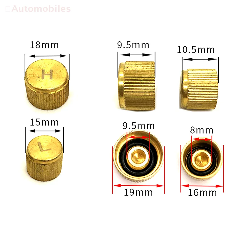 Automotive Air Conditioner Dust Cover Valve Caps - High/Low Pressure Port Accessories