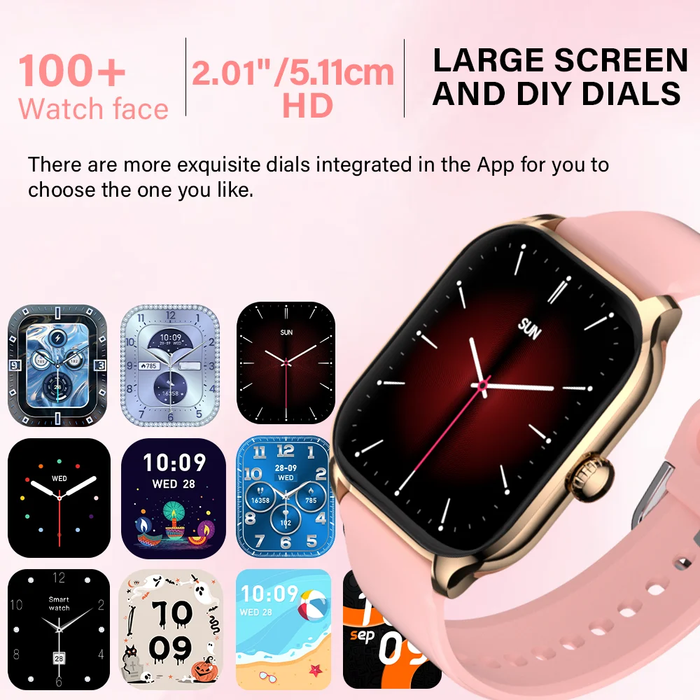 LAXASFIT H9 Smart Watch Men Women Sports Fitness Tracker 2.01 inch HD Screen Bluetooth Talking Smart Watch For Android IOS 5