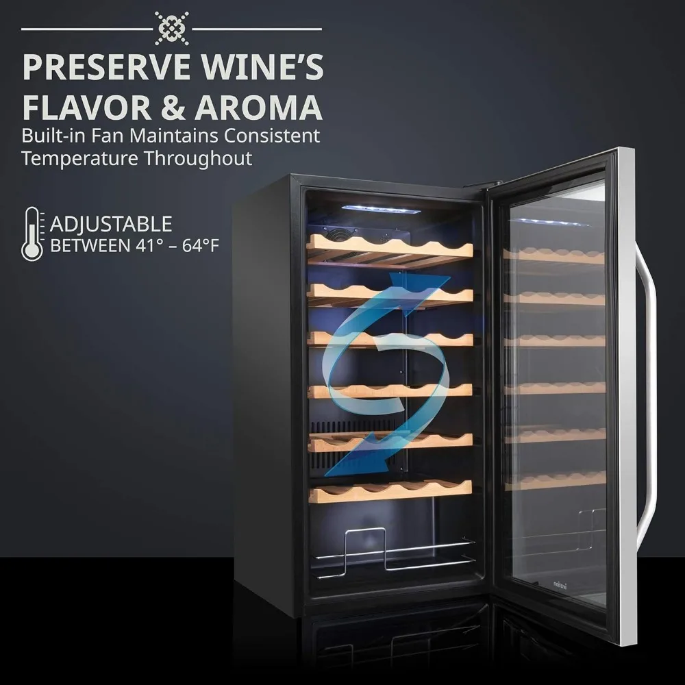 New 28 Bottle Compressor Wine Cooler Refrigerator W/Lock，41f-64f Digital Temperature Control Fridge