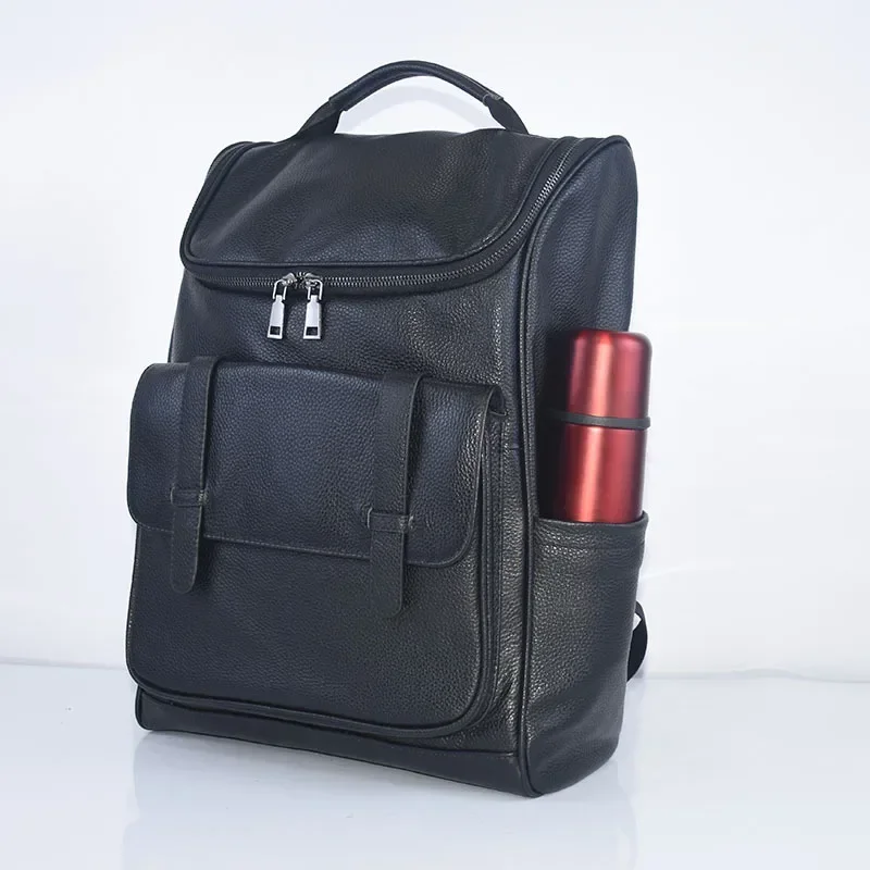 New Business Men Backpack First Layer Cowhide Men's Bag Genuine Leather Schoolbag Large 16 Inch Laptop Travel Backpack Designer