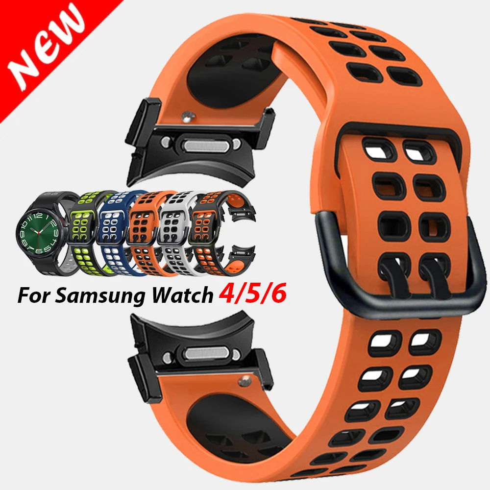 

No Gaps Silicone Sports Strap for Samsung Galaxy Watch 6 Classic 43mm 47mm 40mm 44mm Quick Fit Band for 5 Pro 45mm Accessories