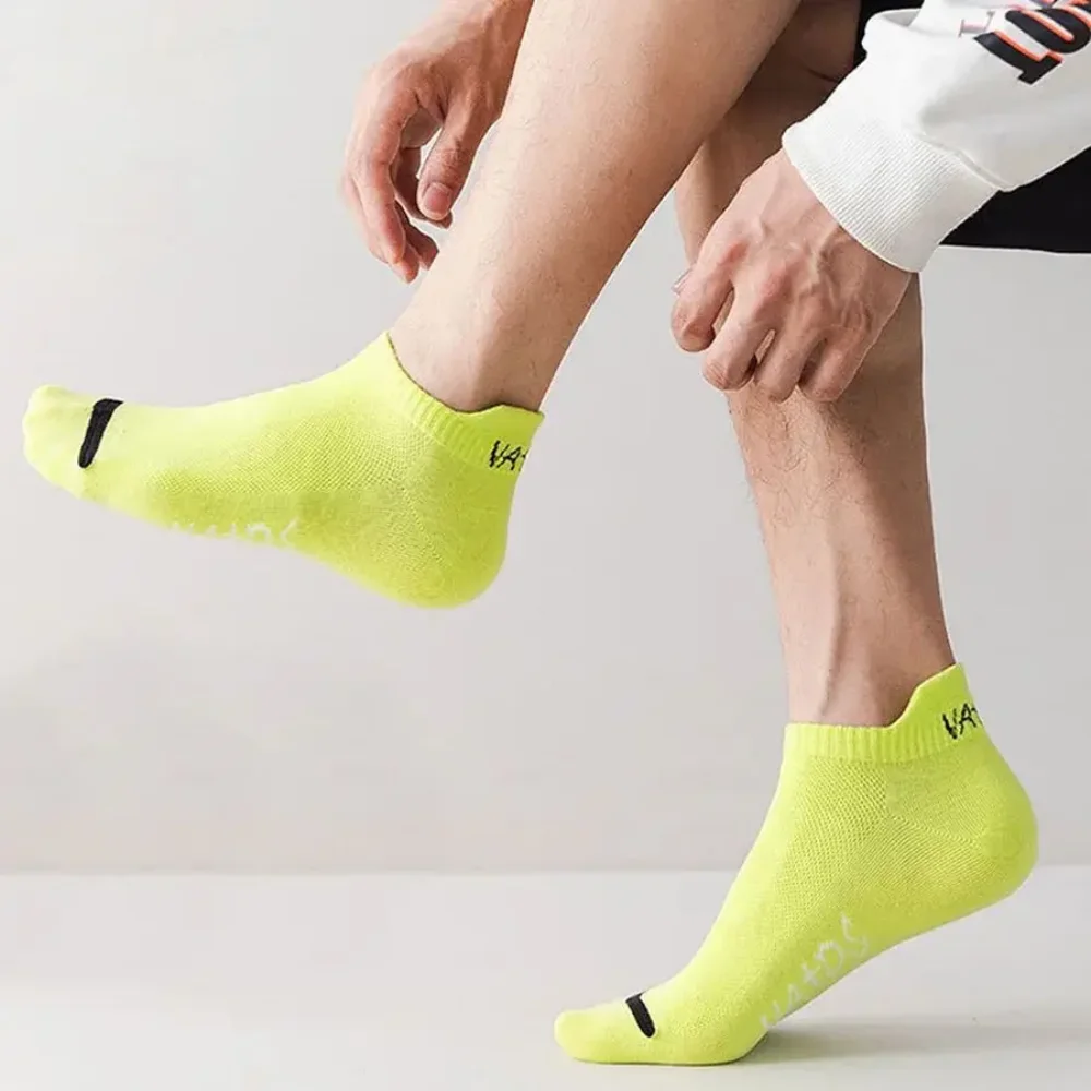 5 Pairs Men's Summer Cotton Socks Short Thin Casual Mesh Breathable Boat Socks Fashion Comfortable Street Style Gift