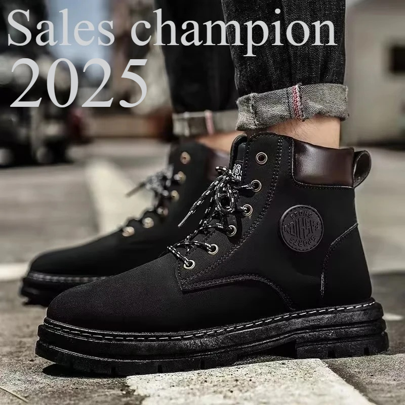 Trendy 2025 /British Style Men's Short Boots New Arrival Classic Design Vulcanized Shoes for Casual Wear