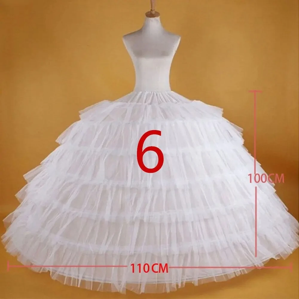 

EVLAST White 6 Hoops Big Petticoat Slips Tulle Skirts Long Puffy Crinoline Underskirt For Ball Gown Quinceanera Dress TP01