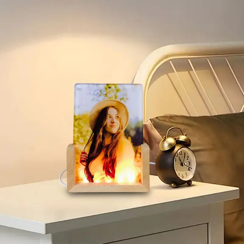 Sublimation Acrylic Blank Photo Frame 3D Night LED Light Lamp Base Heat Transfer