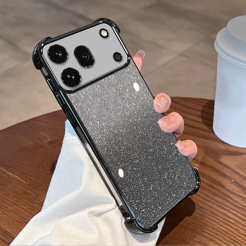 Glitter Plating Shockproof Clear Protective Cover - Flexible TPU with Four-Corner Protection