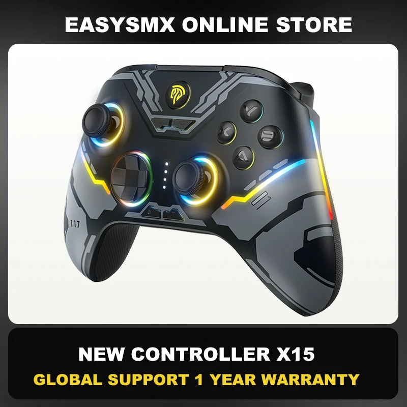 Easysmx X15 Gamepad Wireless, Controller Pc Compatibile Con Pc Windows, Telefono Android/Ios, Interruttore, Luce Rgb, Joystick Hall