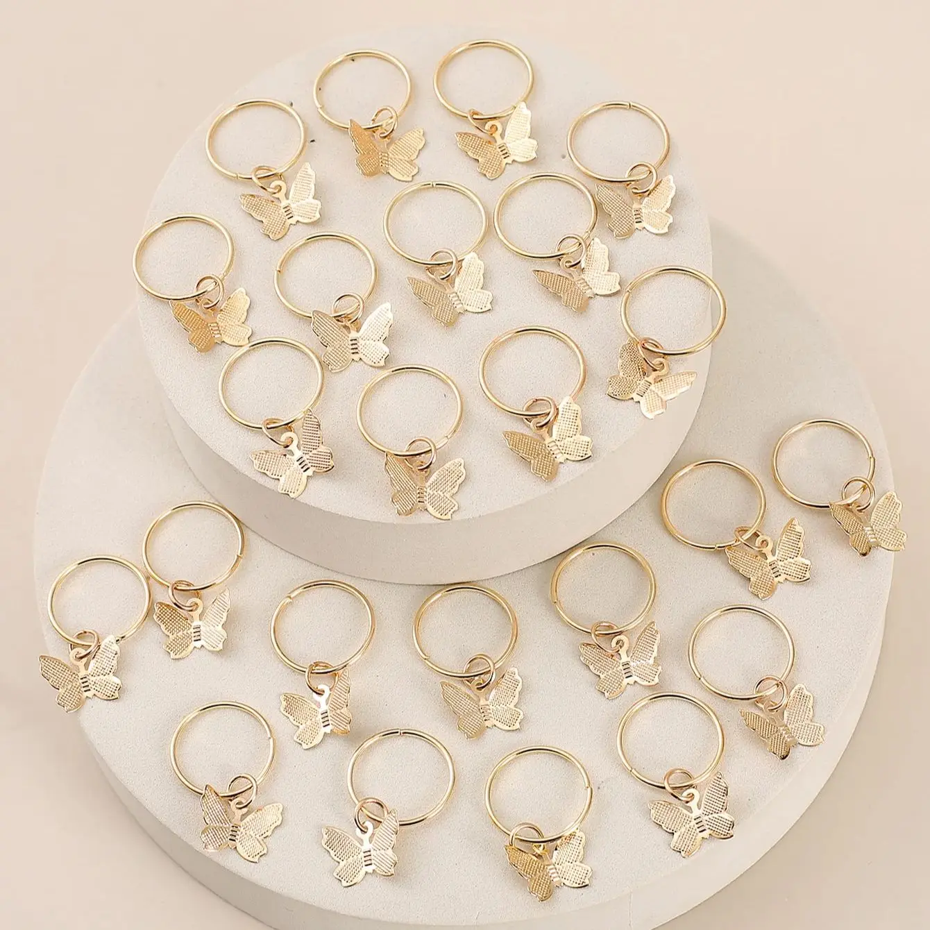 Wig dreadlocks hair accessories 24pcs Wig dreadlocks hair accessories buckle butterfly open hair ring clip vintage hollow braid DIY accessory pendant