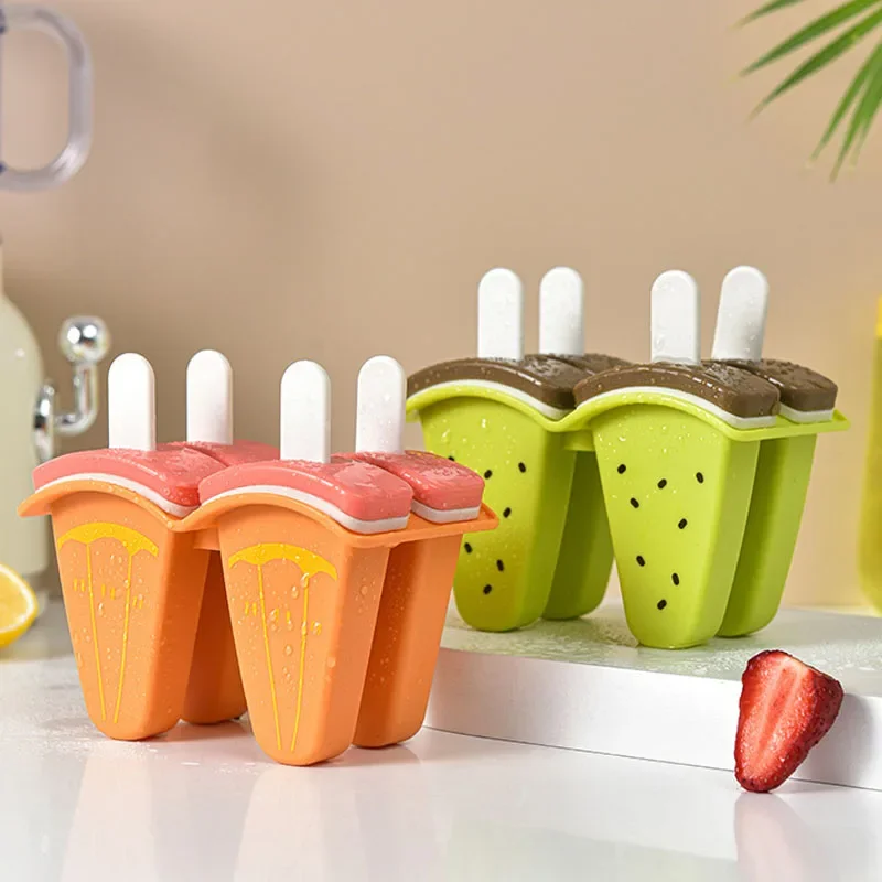 Baby Food Auxiliary Cute Fruit Watermelon Shape Mold Ice Cream Milk Kitchen Popsicle DIY Mold with Cover Feeding Accessories