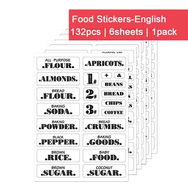 Food Label Stickers Waterproof TransparentSelf-Adhesive Resistant Home Kitchen Pantry Stickers Organization Label