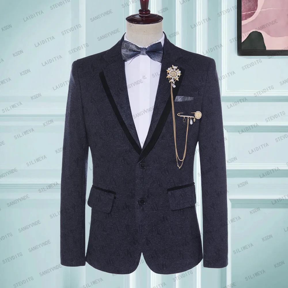 

Luxury Blazer Men's Suit Wedding 2023 Notched Lapel Singgle Breasted Back Vent One Piece Business Jacket Slim Fit High Quality