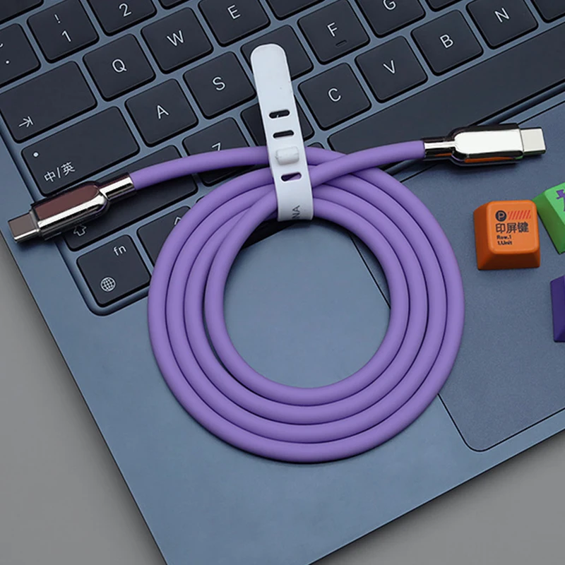 240W PD3.1 리퀴드 실리콘 USB C 타입-C 고속 충전 케이블 15 16 17 S23 S24 S25