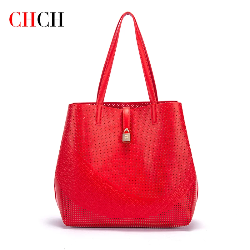 CHCH 2022 New Large Capacity Shoulder Bags Ladies All Match Commuter Bucket Split Tote Woman