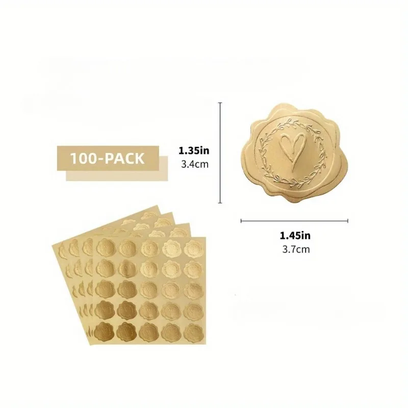 Premium Embossed Heart Stickers Self-Adhesive Envelope Seals for Wedding Invitations Party Decor Gift Wrapping DIY Love Crafts