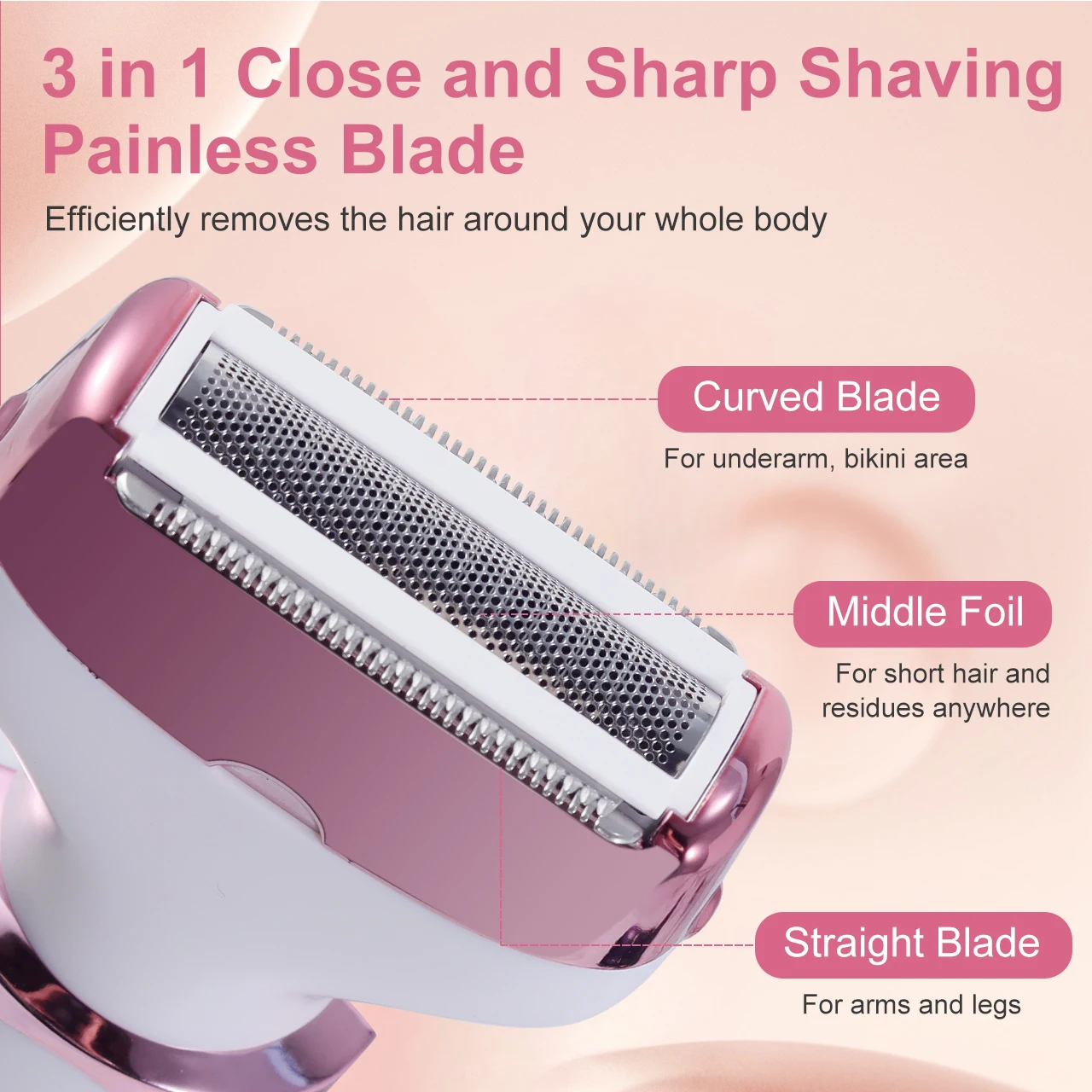 Hatteker 4 In 1 Women’s Hair Remover For Legs Bikini Face Body Kit Wet And Dry USB Rechargeable_voghion.com
