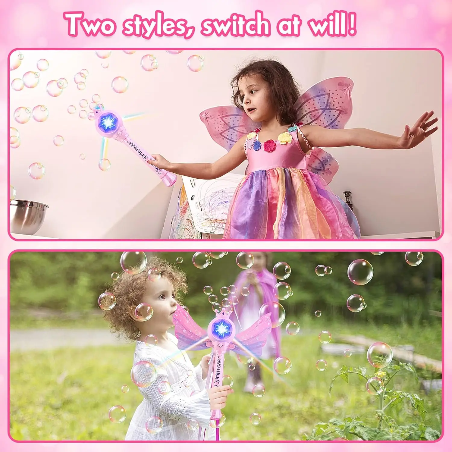 Children's Bubble Machine Glowing Princess Bubble Stick With Music_voghion.com