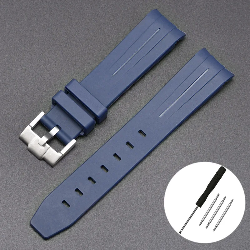 20mm Curved End Waterproof Rubber Sports Watch Strap