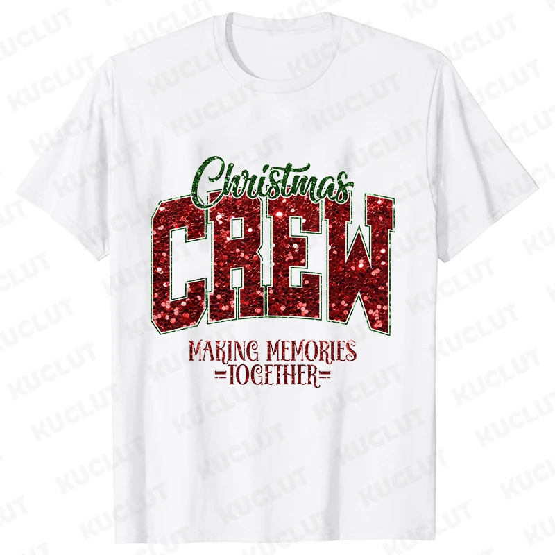 Camiseta navideña de We Are Family, camiseta navideña a juego, camiseta de fiesta de la tripulación navideña, ropa de manga corta, camisetas de Feliz Año Nuevo