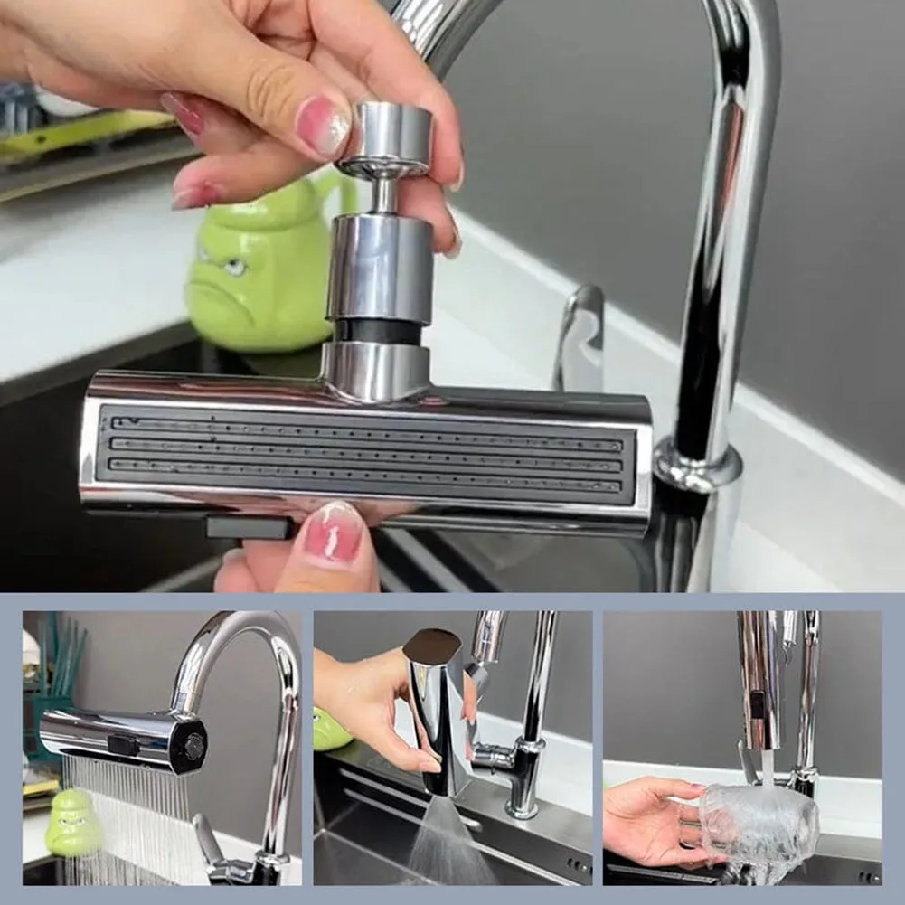 Kitchen Faucet 3-In-1 Pull-Out Faucet Waterfall Sprayer Head Sprayer Filter Diffuser Water Saving Nozzle Connector Mixer