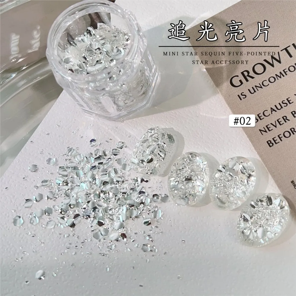 5g/Bottle Holographic Chunky Nail Glitter Light Chasing Iridescent Glitter Nail Art Sequins Sparkly Flash Gel Polish Paillettes - 6