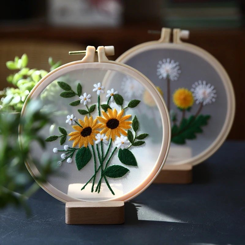 

DIY Embroidery Set Flowers Plants Pattern Embroidery Starter Kit Cross Stitch Kit Needlework Tools DIY Handmade Craft Embroidery