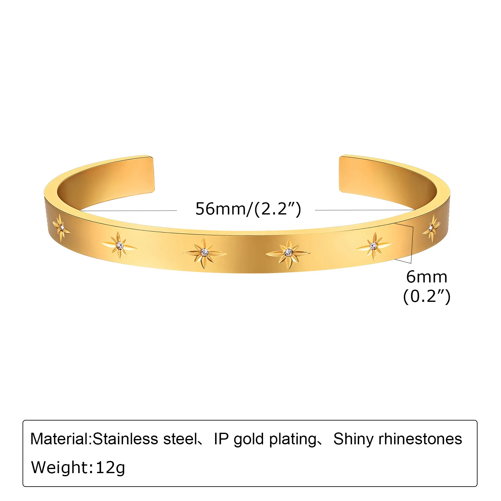 Bracelet Jonc Ovale Pour Femme - Acier Inoxydable Plaqué Or, Zirconiums - Neuf Sans Emballage
