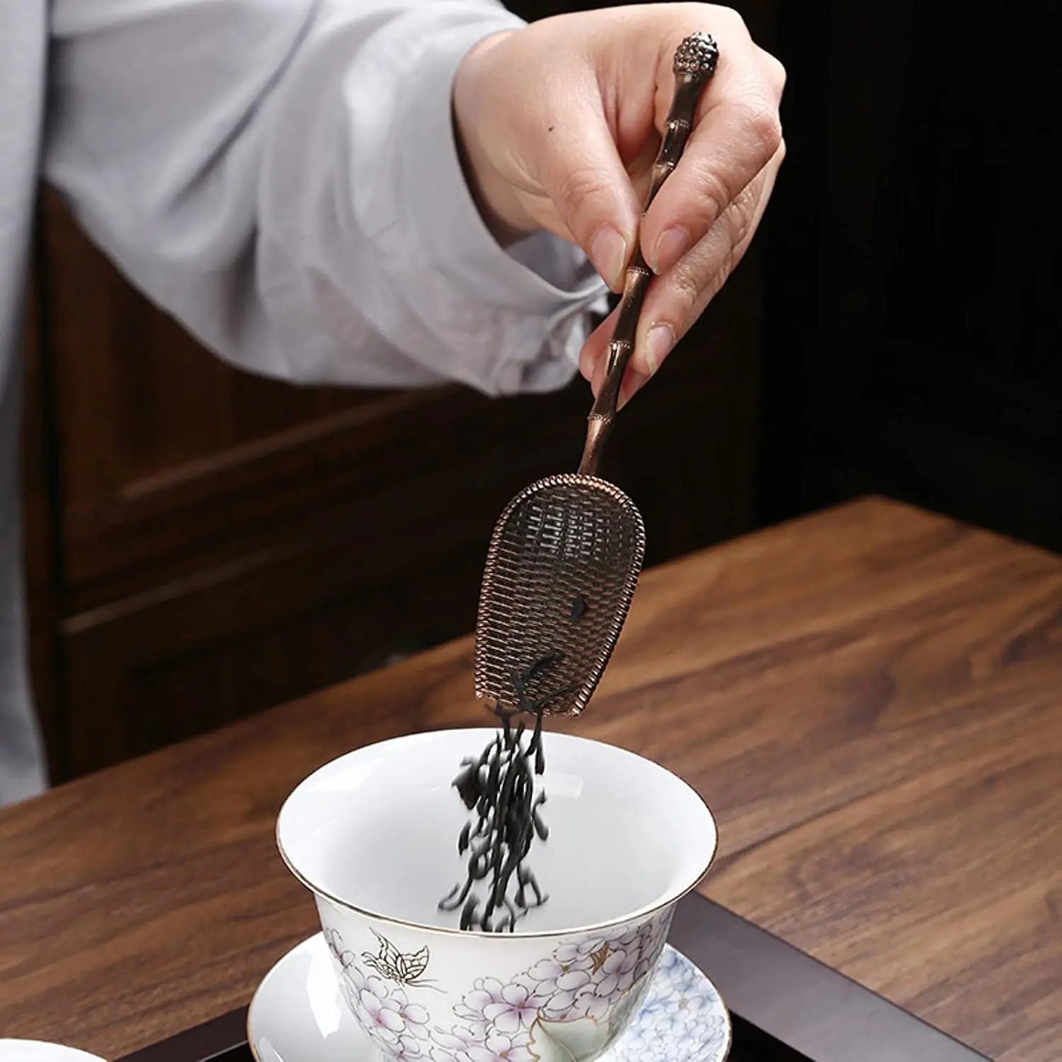 Metal Measuring Shovel Spoon Vintage Loose Leaf Tea Scoop Alloy Retro Coffee Bean Scooper Long Handle Teaspoon for Kitchen Sugar
