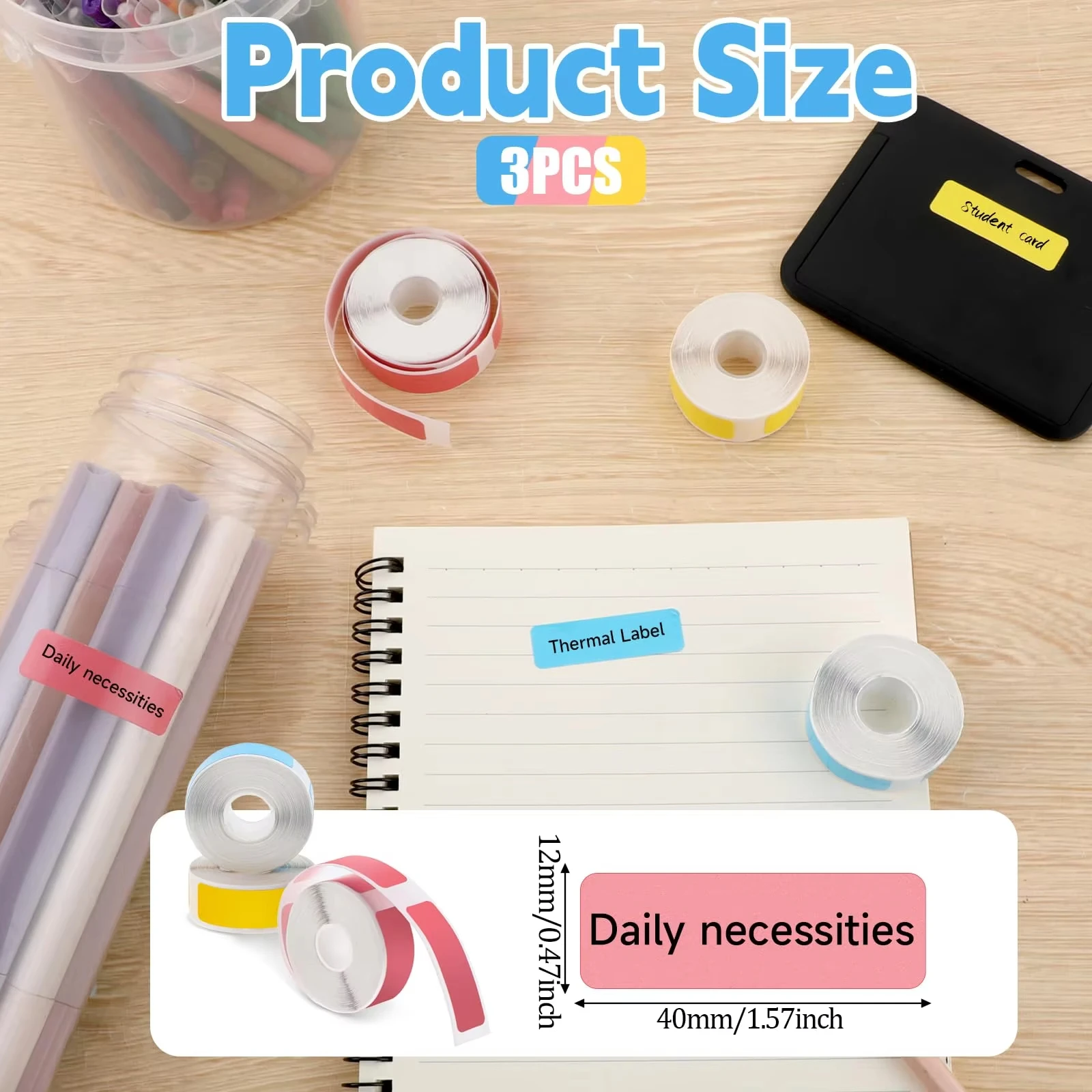 12x40mm 열전사 라벨 방수, 내유성, 얼룩 방지 - 내구성과 오래 지속되는 특징, D30/D32/P11/P12/P15 호환