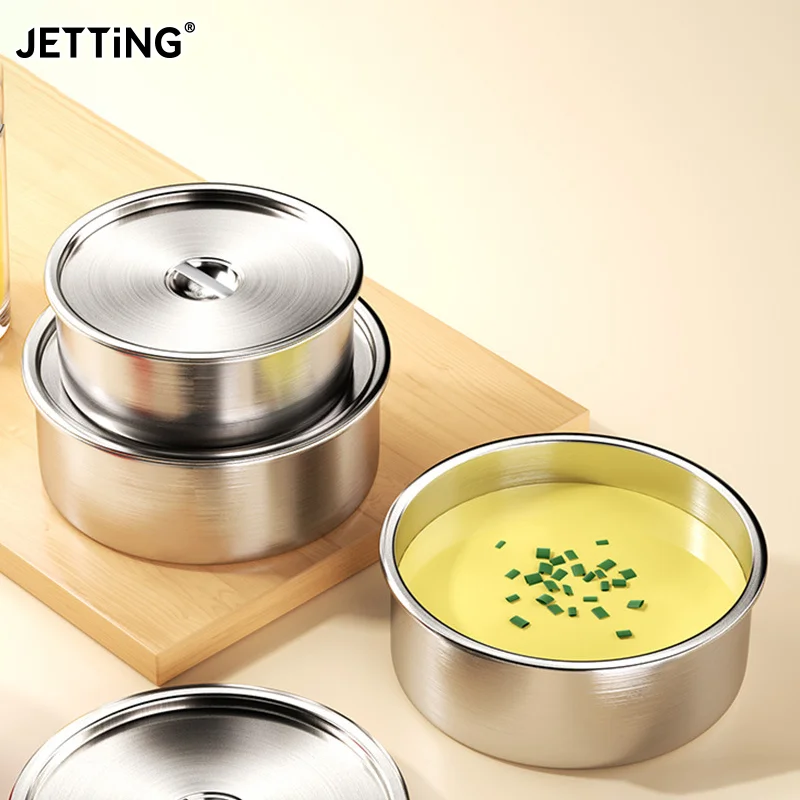 Stainless Steel Steamed Egg Bowl Ramen Rice Fruit Salad Stew Bowls With Lids Soup Cup Food Container Kitchen Tableware Supplies