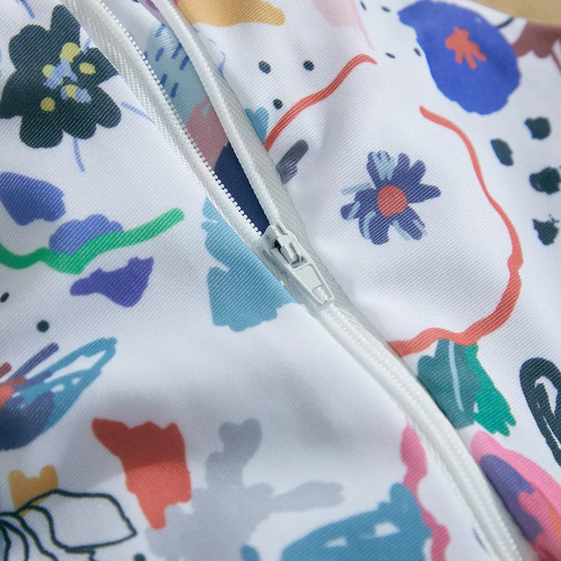 Kids Swimsuits MISOWMNJOY Summer Girls Boys Swimwears Fashion New Baby Swimsuit Beachwear Watercolour Print Zipper Short Sleeve Bathing Suit