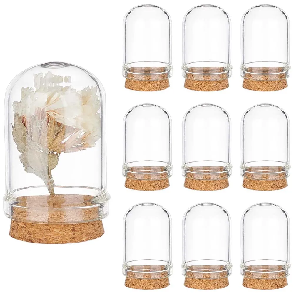 Cloche Bell Jar Glass Display Dome Cork Base Mini Glass Bottles Flower Storage Home Party Decor