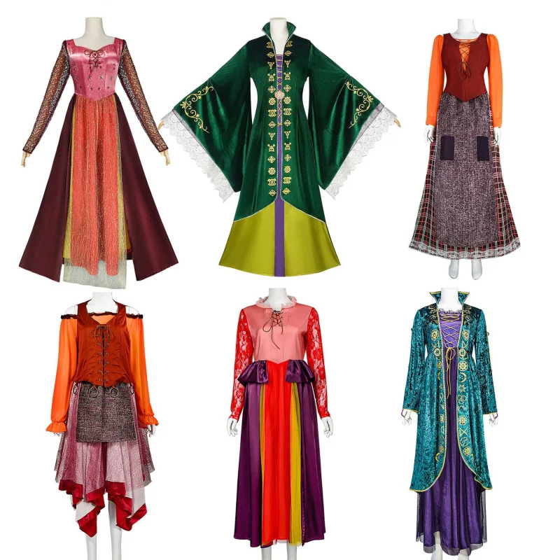 Disfraz De Winifred Sanderson De Terciopelo Verde Para Mujer – Cosplay De Bruja De Las Hermanas Sanderson, Ideal Para Halloween Y Carnaval, Tallas S-3XL