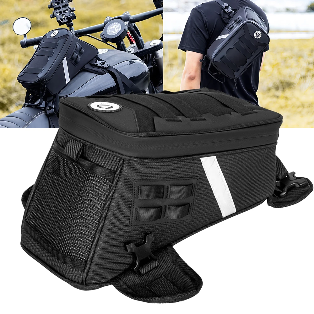 Versatile 5L Motorcycle Tank & Thigh Bag with Multi-Position Carry Options