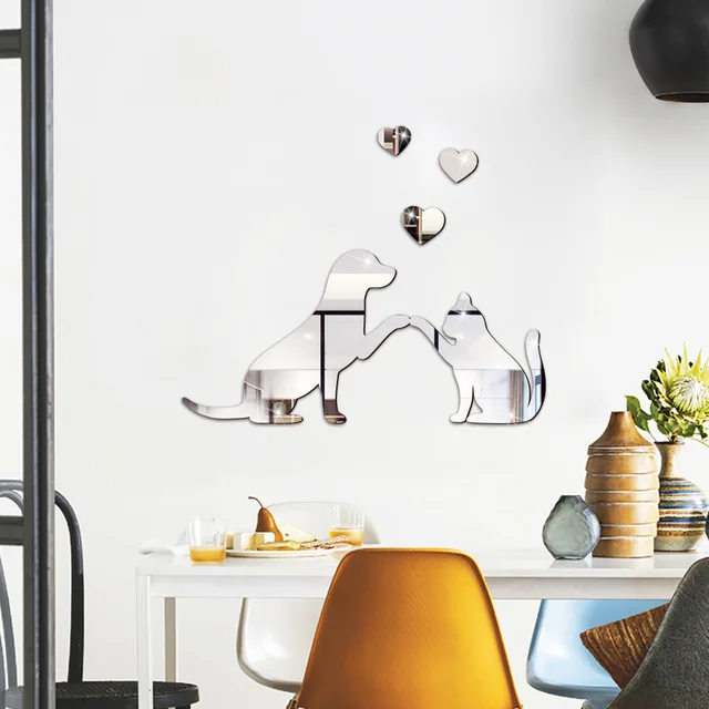 2022 Új Macska Fali Matricák Tükör Szerelmes Matrica Kutya Hálószoba Fürdőszoba Északi Dekoráció Hiúság Kis - Image 4