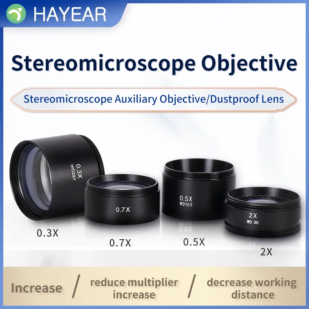Objectif Auxiliaire Barlow 48 Mm Pour Microscope Stéréo – Grossissements 0.3x à 2x