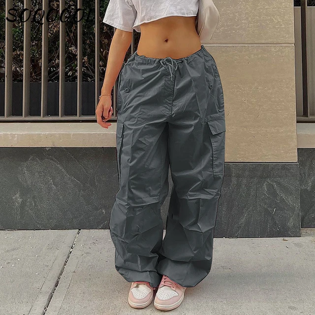 Y2k Baggy Cargo Pants Women Drawstring Low Waist Sweatpants Pink 2022  Vintage Casual Streetwear Loose Wide Leg Trousers Joggers - Pants & Capris  - AliExpress