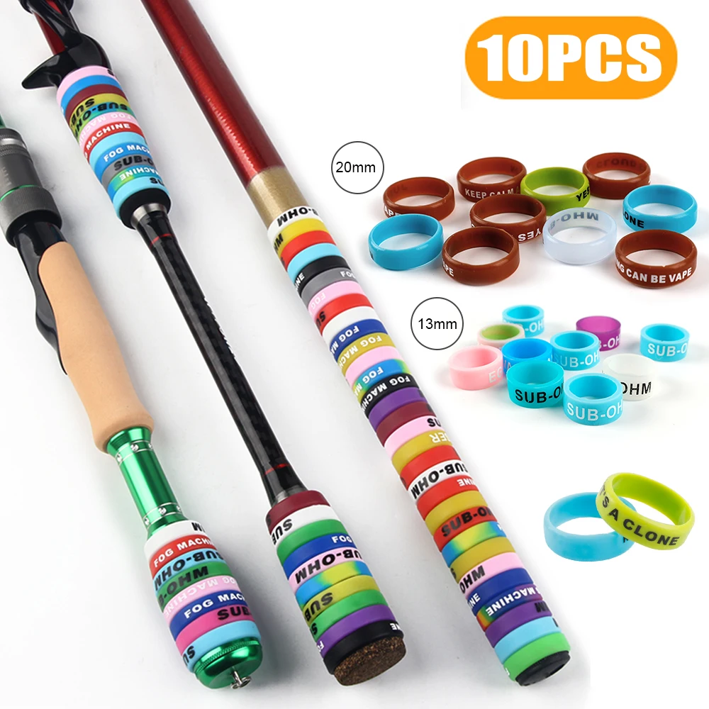 10pcs Fishing Rod Grip Protective Cover Silicone Elastic Fishing Rod Handle Non-slip Ring Covers Portable Outdoor Fishing Tools