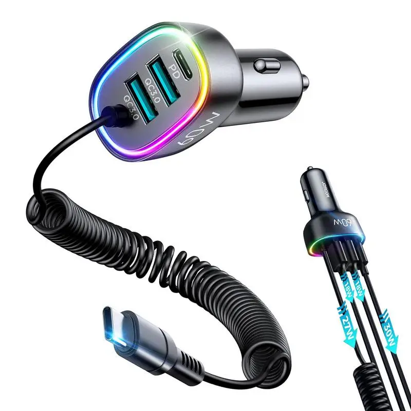 

Адаптер для прикуривателя Быстрая зарядка 30 Вт прикуриватель зарядное устройство USB Автомобильное зарядное устройство с защитой от утечки и перегрузки по току