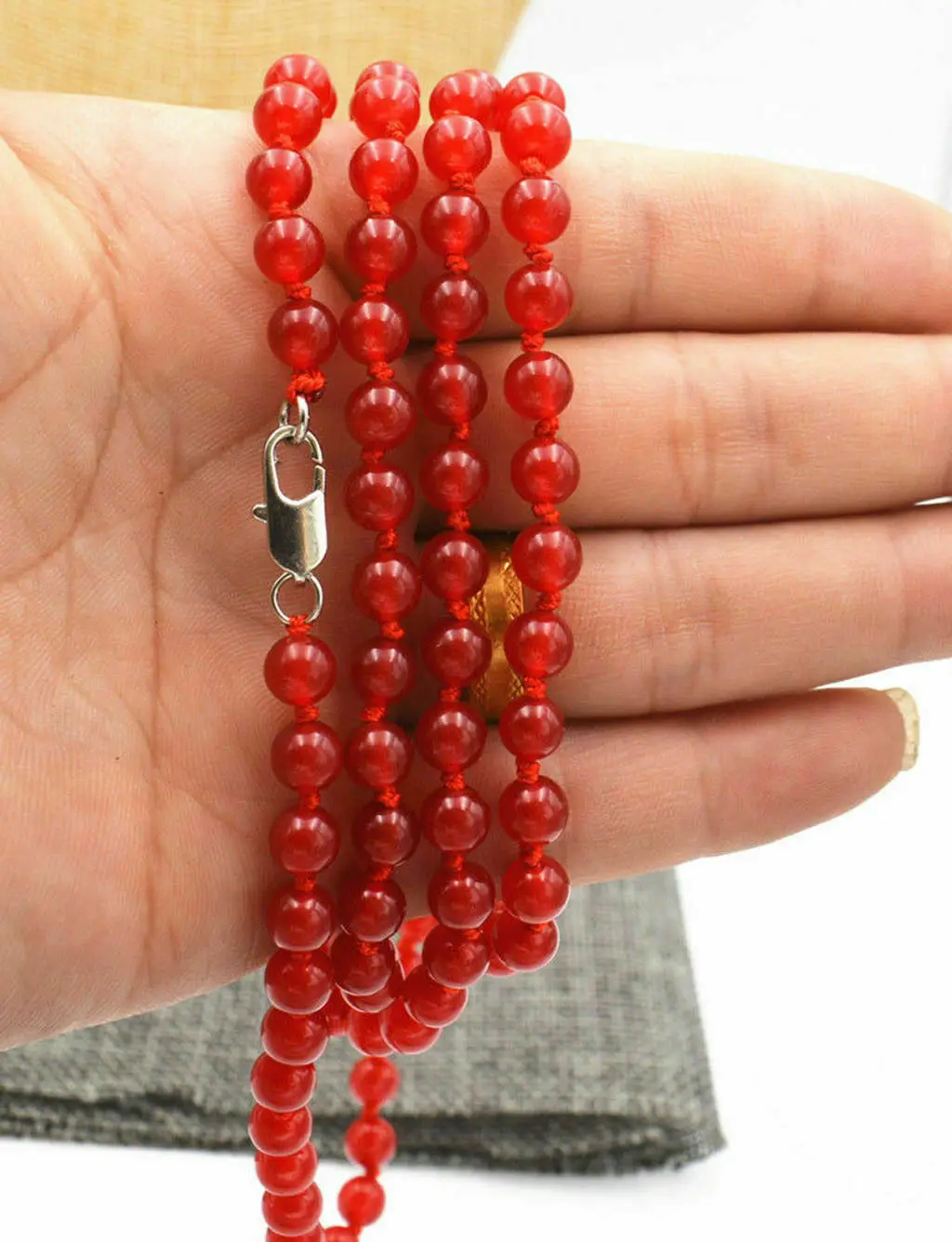 Beautiful 6mm Natural Brazil Red Ruby Round Gemstone Beads Necklace 48'' AA